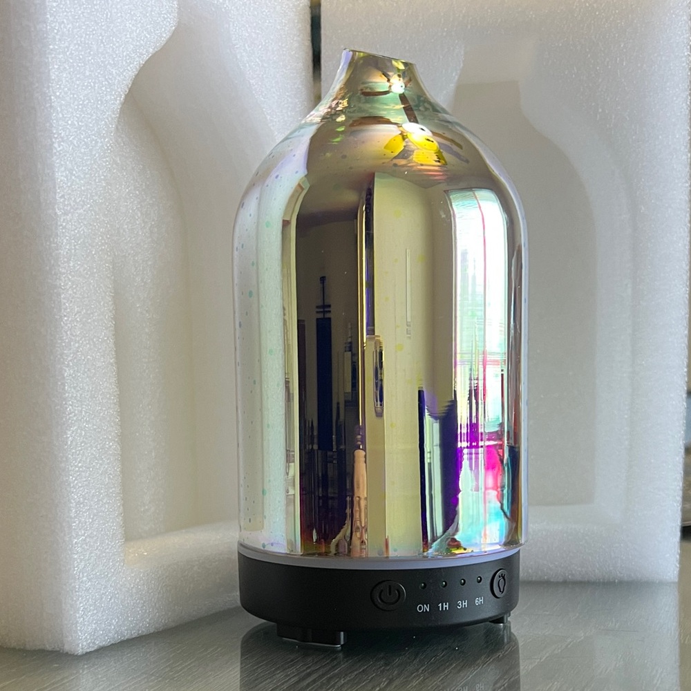 Aromatherapy Diffuser silver/black Glass 7x4 inches